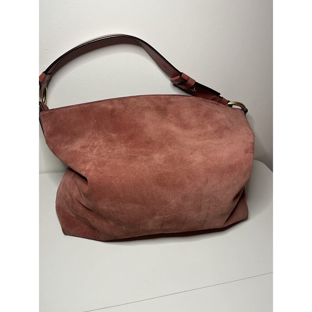 Michael Kors Brown Suede Hobo Bag Rust Color Gold Hardware Whipstitch Boho Large - Picture 4 of 13